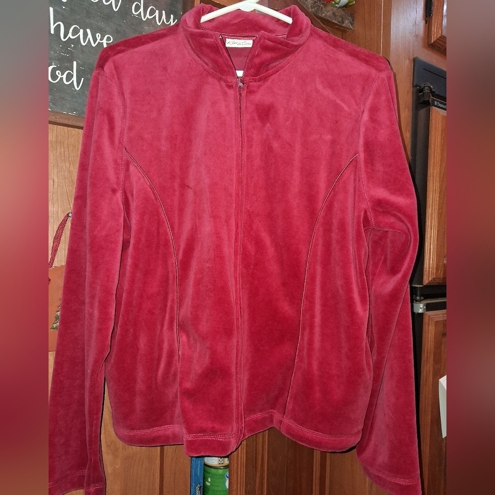 Kim Rogers Rich Red Velvet Teddy Jacket In A Size PM.